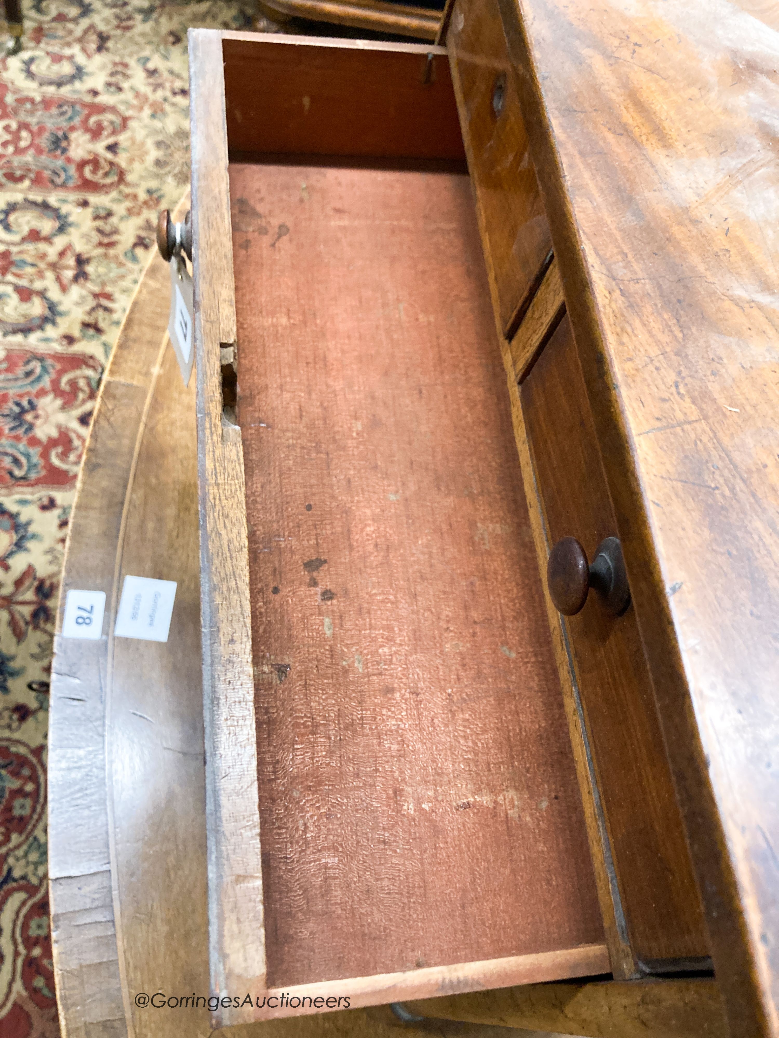 A Victorian mahogany miniature chest of five drawers, width 43cm, depth 18cm, height 41cm